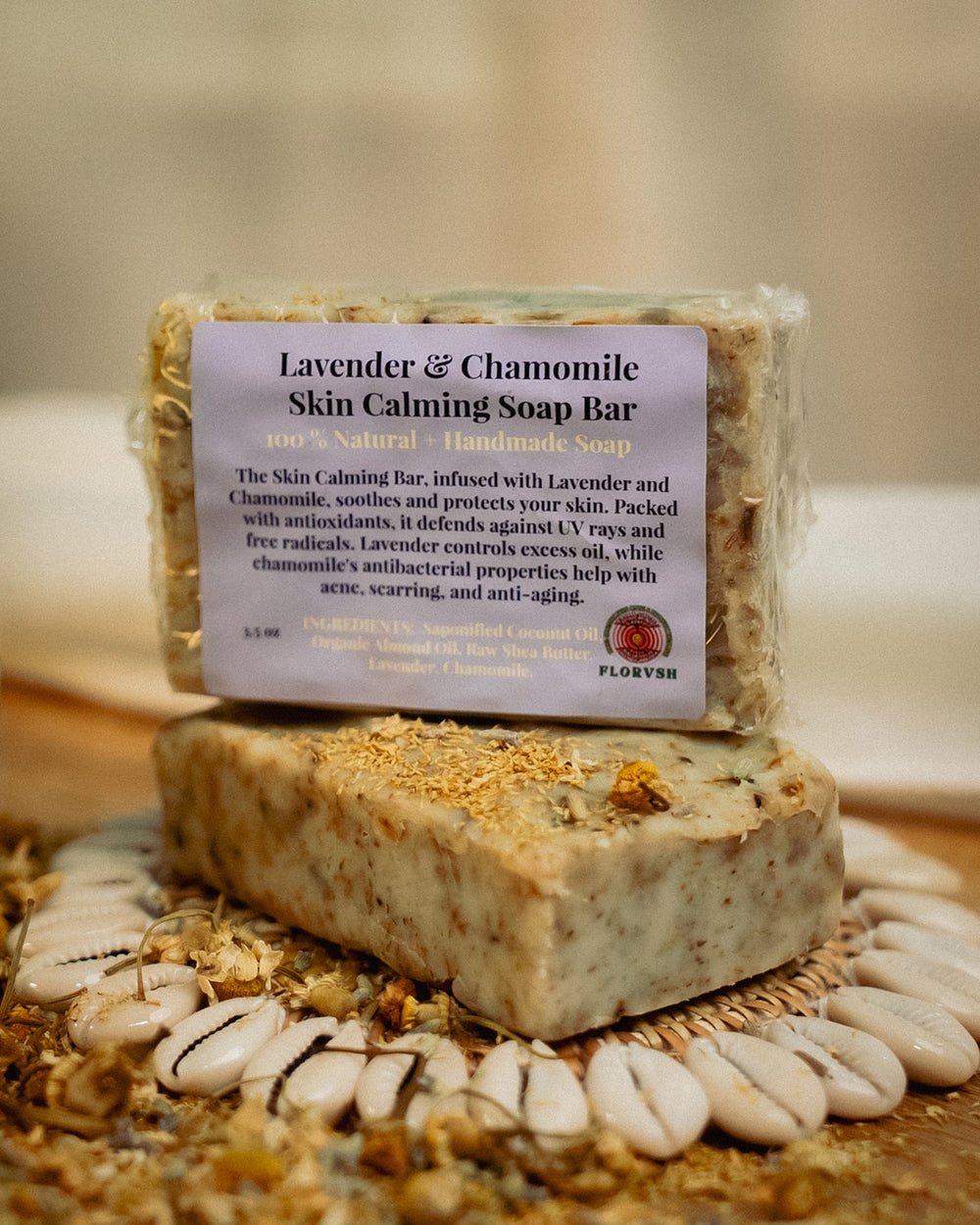 SKIN CALMING BAR with Lavender and Chamomile.